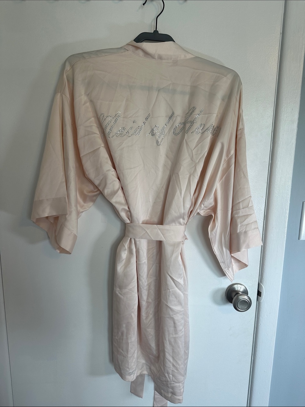 Icing Blush Satin 'Maid of Honor' Rhinestone Robe